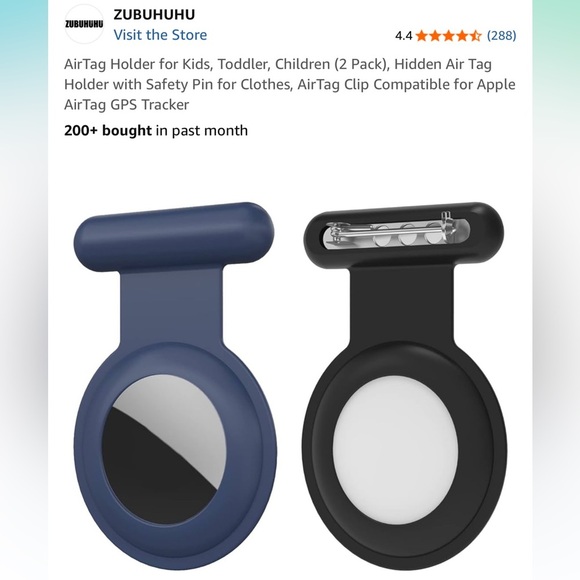 Set of 2 (1)Black and (1)Blue AirTag Holders with Clips - Picture 1 of 6